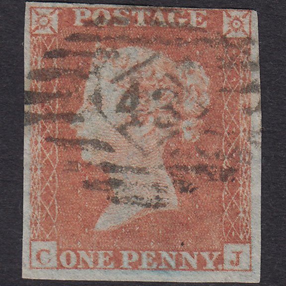 GB QV 1841 1d Red-brown (Plate 160) SG8-B2(1) CJ GU 4 Margins London IS 43