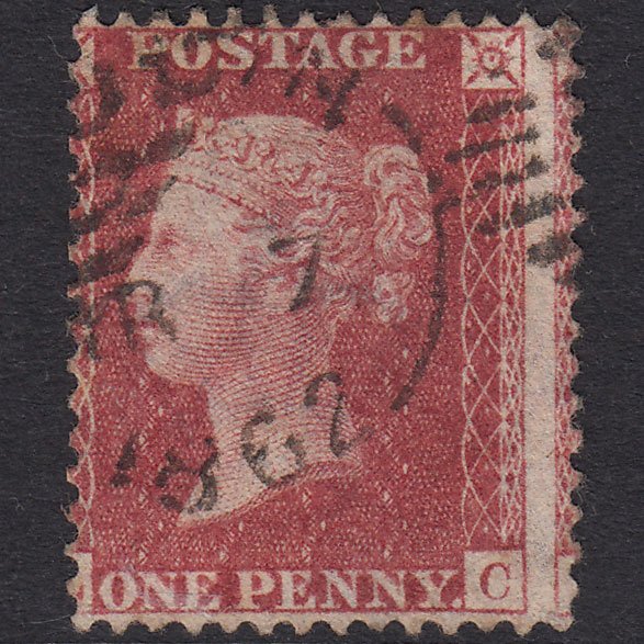 GB QV 1857 1d Rose-Red Plate 36 SG40-C10(1) LC GU DUBLIN 186 CDS CANCEL