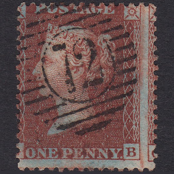 GB QV 1855 1d Plum Plate 16 SGC6(3) GB VFU London D&S 72 Large Misperf