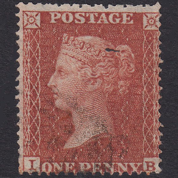 GB QV 1855 1d Red-Brown Plate 10 SG21-C4(1) IB GU Light Cancel Reperfed