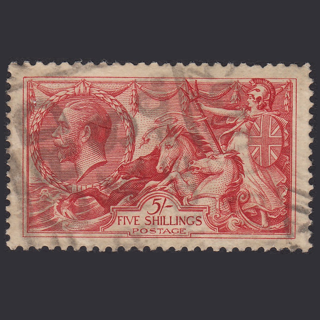 GB KG5 1918 5/- Rose-Red Seahorses SG416-N68(2) GU Parcel Cancel