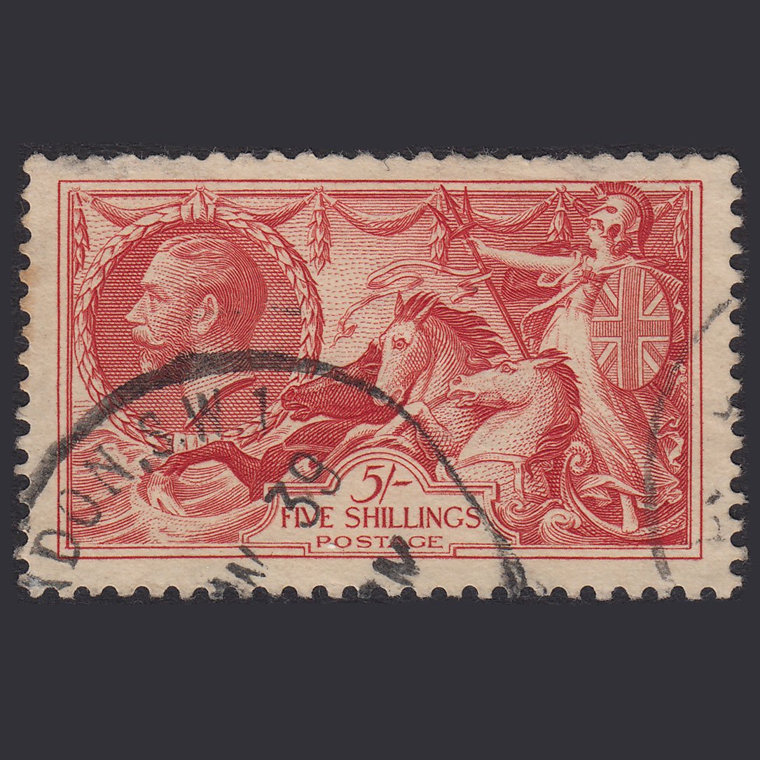 GB KG5 1934 5/- Bright Rose-Red Seahorses SG451-N74 GU CDS CANCEL