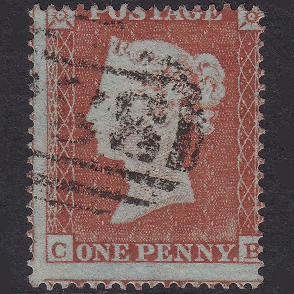GB QV 1854 1d Red-Brown Plate 185 SG17-C1(1) CB FU Misperf