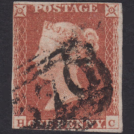 GB QV 1841 1d Red-Brown Plate 67 SG8-B1(1) HC GU Nr 4M Northampton 570