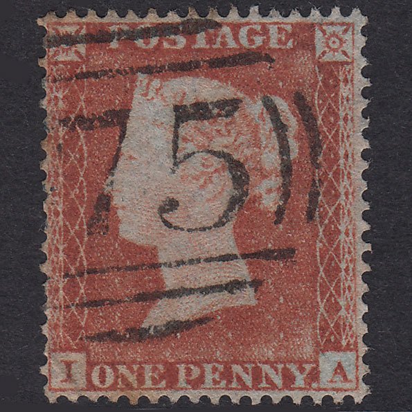 GB QV 1854 1d Red-Brown Plate 163 SG17-C1(1) IA GU Birmingham 75 Spoon