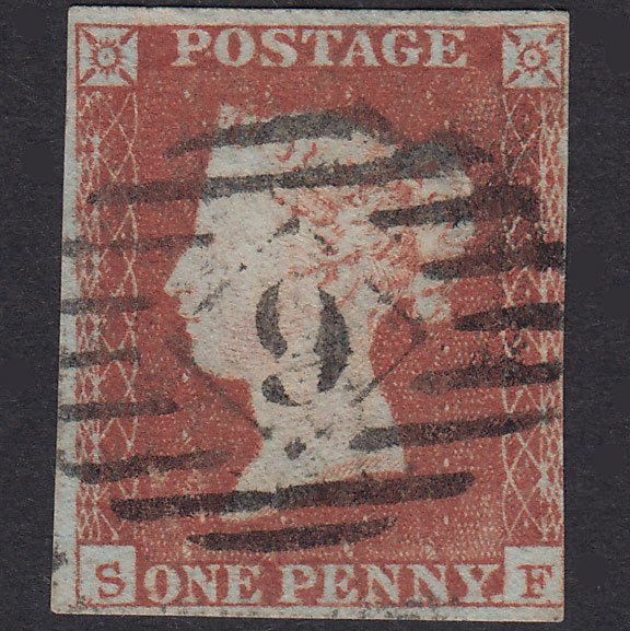 GB QV 1841 1d Red-Brown Plate 99 SG8-B1(1) SF FU Nr 4M London IS Cancel