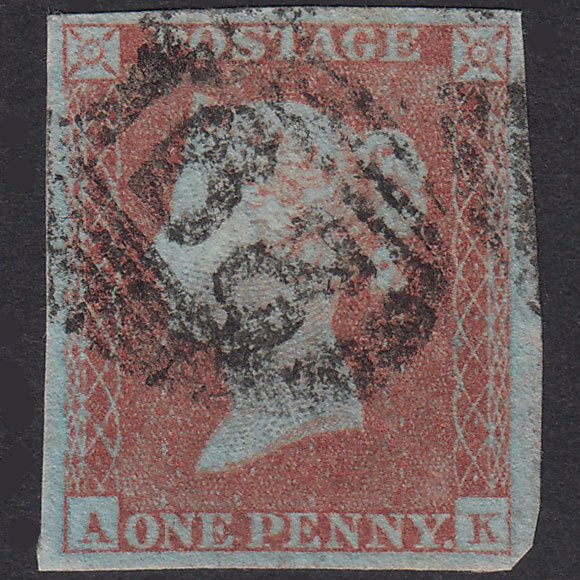 GB QV 1841 1d Red-Brown Plate 117 SG8-B1(1) AK FU 4 Margins Fareham 291