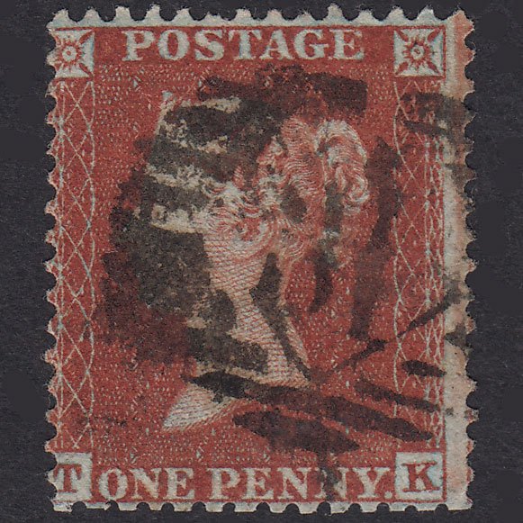 GB QV 1855 1d Red-Brown Plate 204 SG22-C2(1) TK GU London IS Cancel