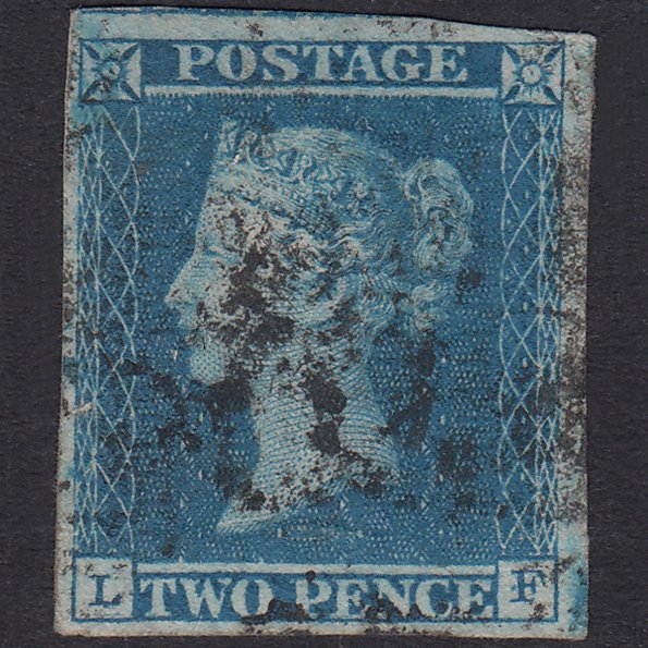 GB QV 1841 2d Blue Plate 3 SG14-E1(2) LF GU 4 Margins