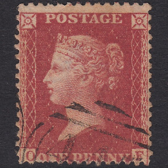 GB QV 1857 1d Rose-Red Plate 60 SG40-C10(1) OF GU Light Cancel