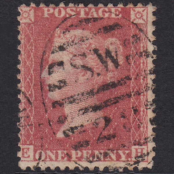 GB QV 1863 1d Rose-Red Plate 50 SG42-C12(1) EH GU London D&S Sw28