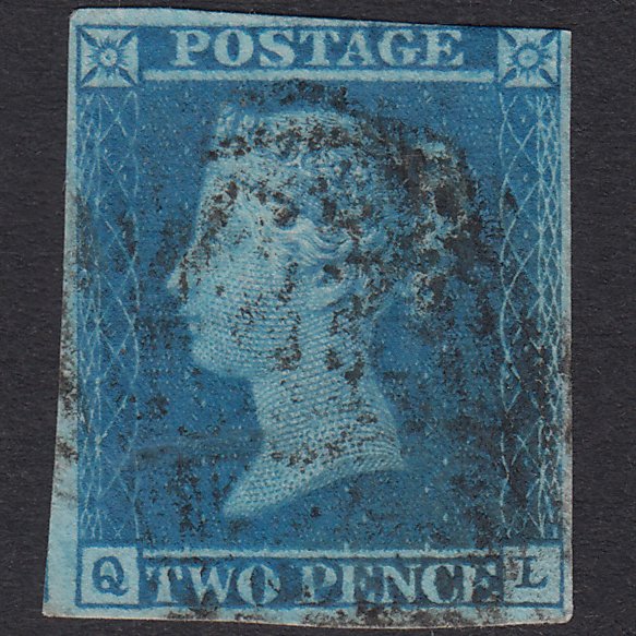 GB QV 1841 2d Blue Plate 3 SG14-E1(2) QL GU Nr 4 Margins