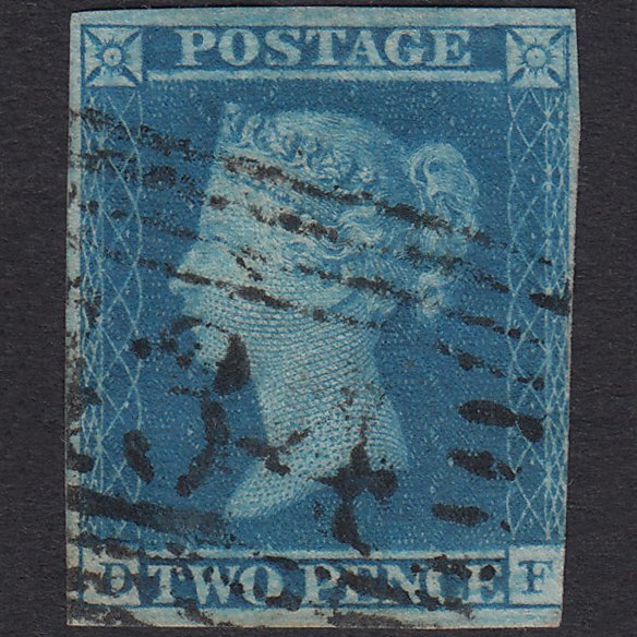 GB QV 1841 2d Blue Plate 3 SG14-E1(2) DF FU 3 Margins Scotland