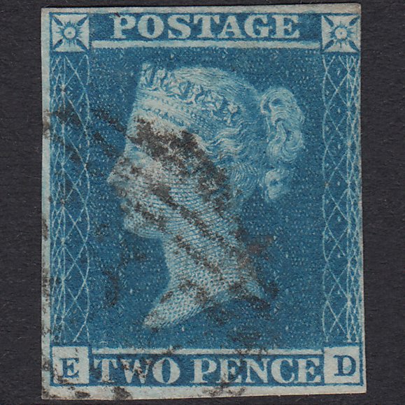 GB QV 1841 2d Blue Plate 3 SG14-E1(2) Guideline ED FU 3 Margins