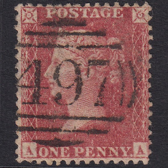 GB QV 1857 1d Plate 49 SG40-C10(1) AA FU Missing Imprimatur Malvern 497