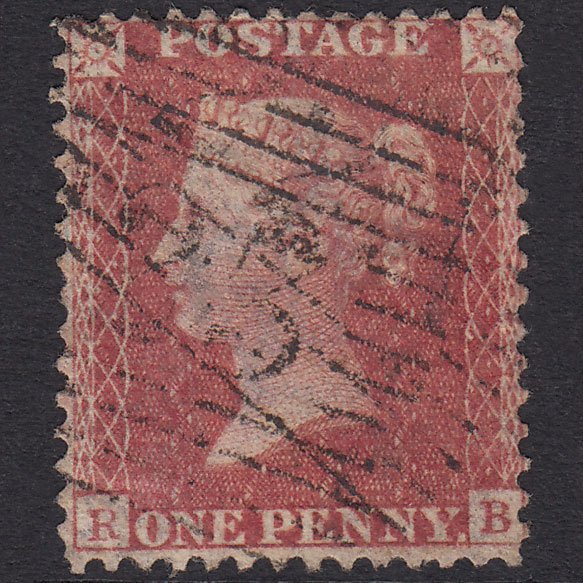 GB QV 1857 1d Pale Rose Plate 34 SG39-C10(3) RB GU Scotland