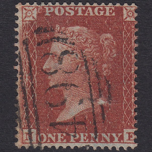 GB QV 1855 1d Red-Brown Plate 9 SG26-C5(1) NE GU Manchester 498