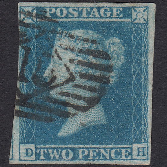 GB QV 1841 2d Blue Plate 3 SG14-E1(2) DH GU 4 Margins London IS 15