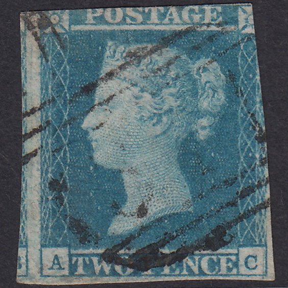 GB QV 1841 2d Pale Blue Plate 3 SG13-E1(1) Guideline AC GU