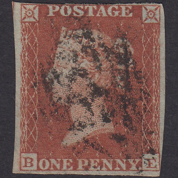 GB QV 1841 1d Red-Brown Plate 158 SG8-B2(1) BE GU Nr 4 Margins