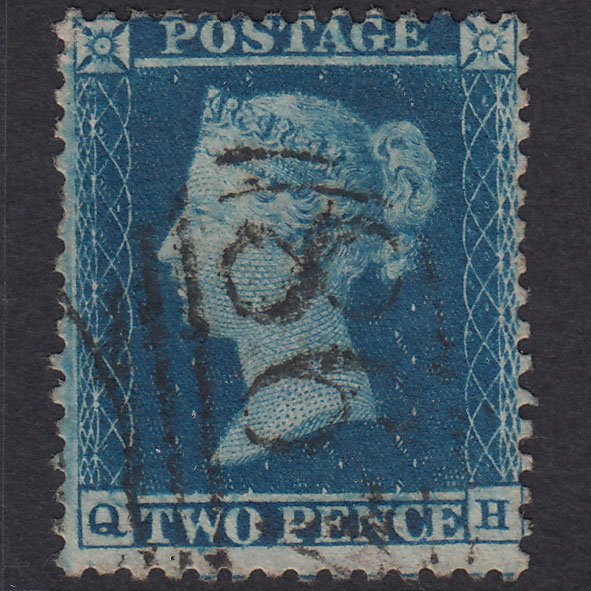 GB QV 1855 2d Blue Plate 5 SG34-F6(1) QH GU Manchester 498