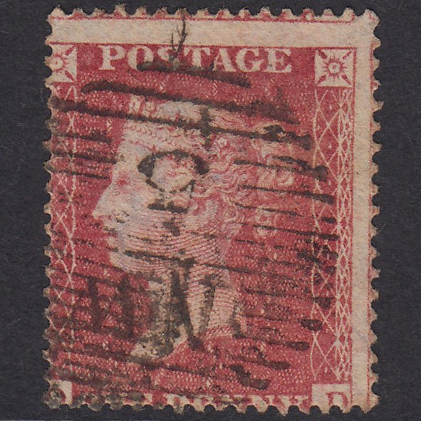 GB QV 1857 1d Rose-Red Plate 59 SG36-C11 OD GU London D&S Cancel Misperf