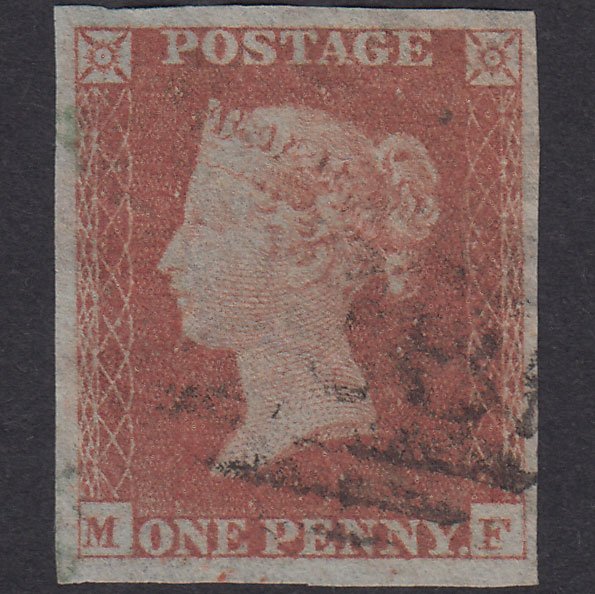 GB QV 1841 1d Plate 172 SG8-B2(1) MF FU 4 Good Margins Light Cancel