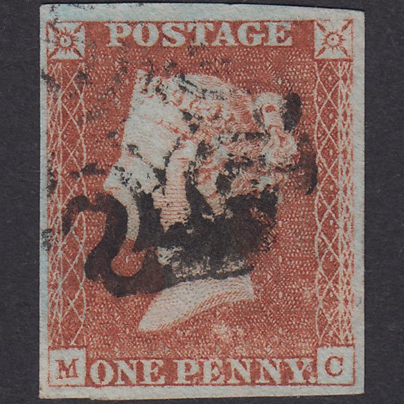 GB QV 1841 1d Red-Brown Plate 25 SG8-B1(1) MC GU 4 Margins Maltese Cross