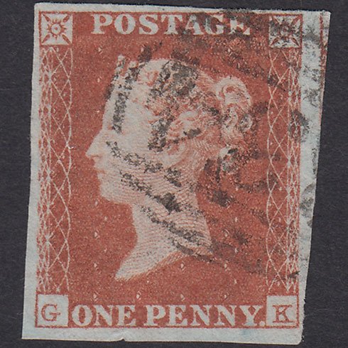 GB QV 1841 1d Red-Brown Plate 105 SG8-B1(1) GK FU 4 Margins