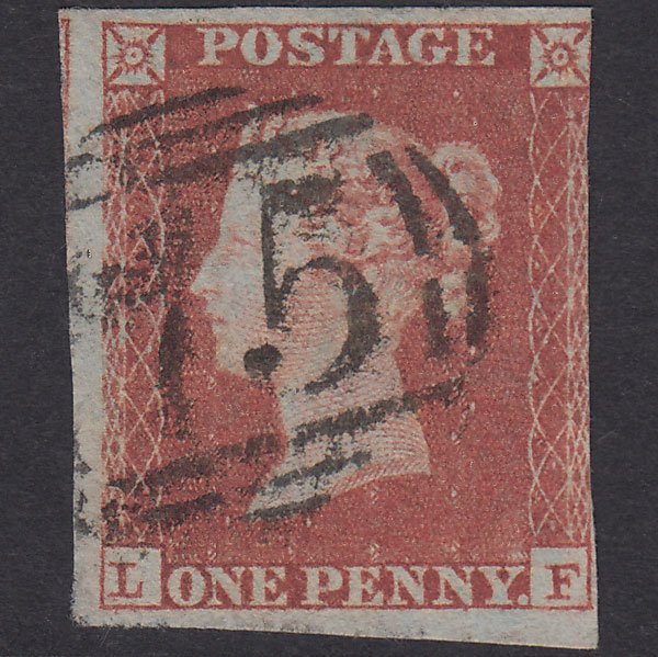 GB QV 1841 1d Red-Brown Plate 152 SG8-B2(1) LF FU 3 Margins Birmingham 75