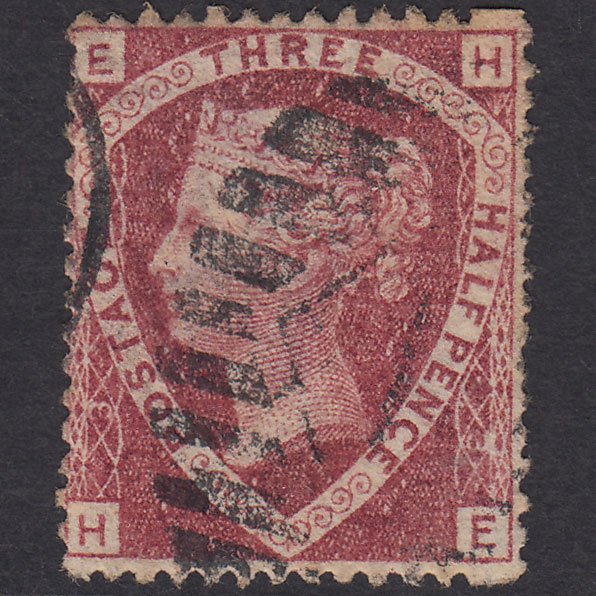 GB QV 1870 1 1/2d Lake-Red Plate 3 SG52-G6 HE FU London IS 1 Blind Perfs