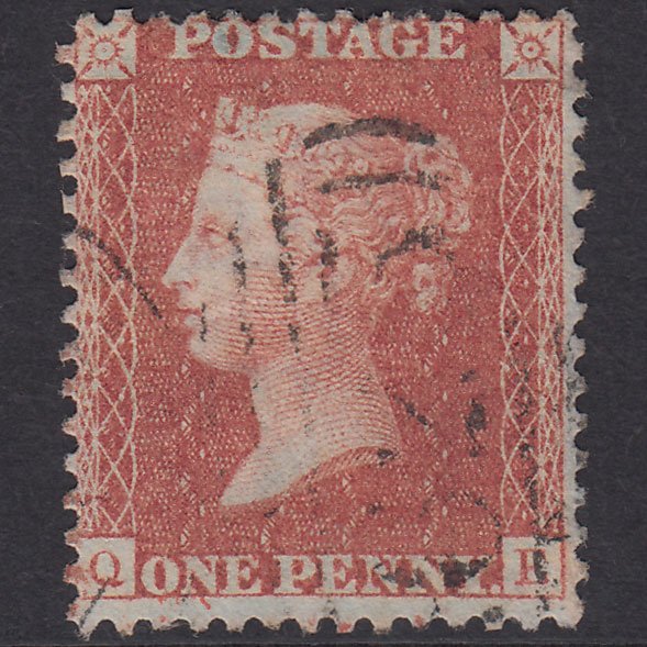 GB QV 1856 1d Red-Brown Plate 43 SG29-C8(1) QE FU Portsmouth 625