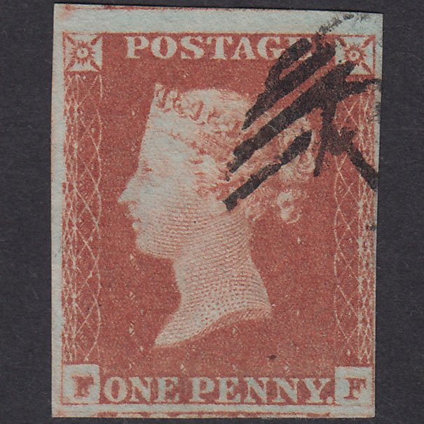 GB QV 1841 1d Red-Brown Plate 81 SG8-B1(1) FF FU 4 Margins Light Cancel