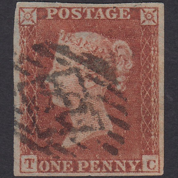 GB QV 1841 1d Red-Brown Plate 157 SG8-B2(1) TC GU 4 Margins London IS 32