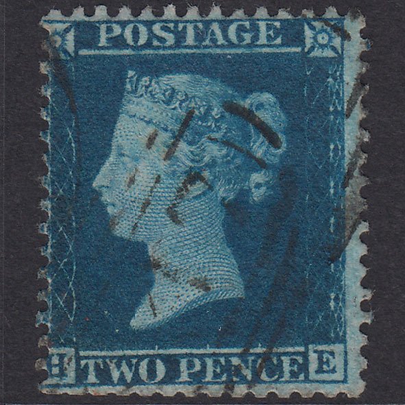 GB QV 1857 2d Blue Plate 6 SG35-F7 HE GU Leeds 447