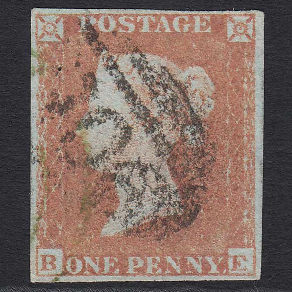 GB QV 1841 1d (Plate 157) SG8-B2(1) BE FU 4M Imperf Olive Green Town Pmk!