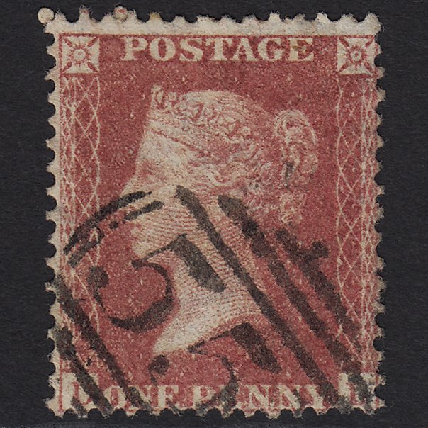 GB QV 1857 1d Rose-red (Plate 48) SG40-C10(1) DL GU Burslem 551