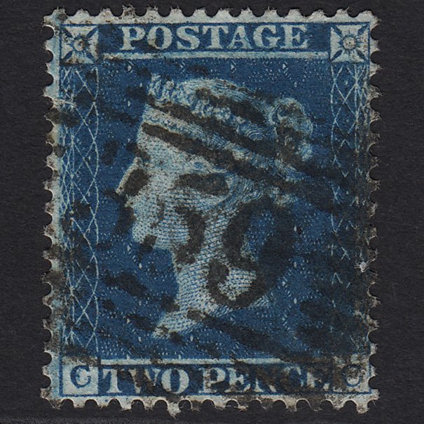 GB QV 1855 2d Blue (Plate 5) SG34-F6 CC FU Drem 359