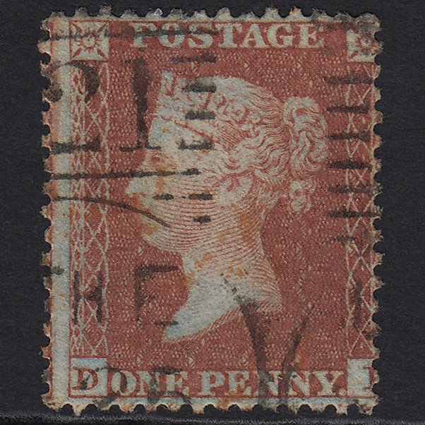 GB QV 1855 1d Red-brown (Plate 15) SG24-C3(1) DI FU Leith 221 & Red Cancel