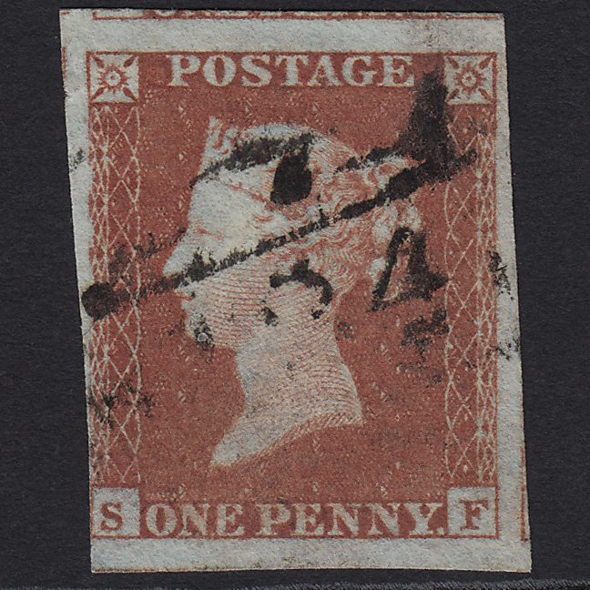 GB QV 1841 1d Red-brown (Plate 149) SG8-B2(1) SF FU nr 4 Margins