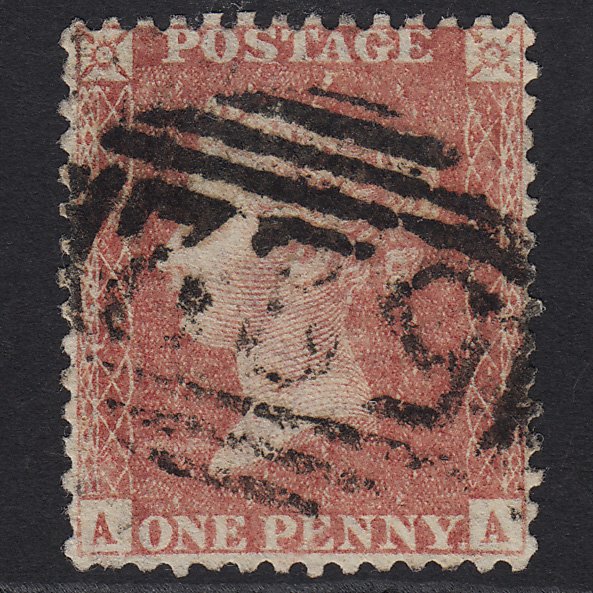 GB QV 1857 1d Pale Red Transitional (Plate 37) C9(3) AA FU Melton Mowbray 522