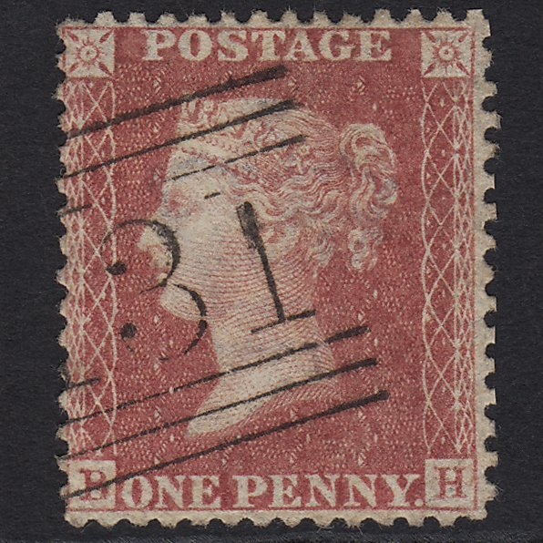 GB QV 1857 1d Rose-red (Plate 48) SG40-C10(1) BH VFU Edinburgh 131