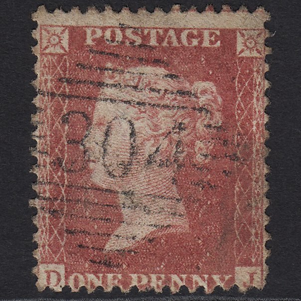 GB QV 1857 1d Rose-red (Plate 55) SG40-C10(1) DJ GU Lisburn 304