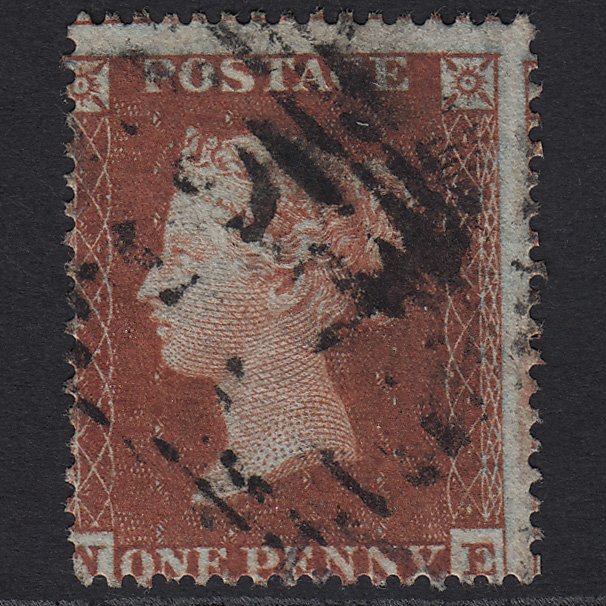 GB QV 1854 1d Red-brown (Plate 195) SG17-C1(1) NE GU Ayr 27