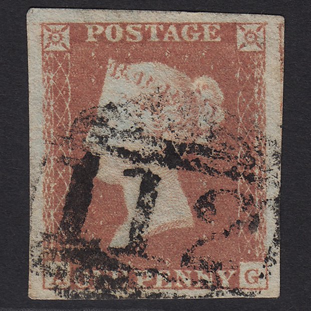 GB QV 1841 1d (Plate 128) SG8-B2(1) AG FU Braintree 112 4M Missing Imprim