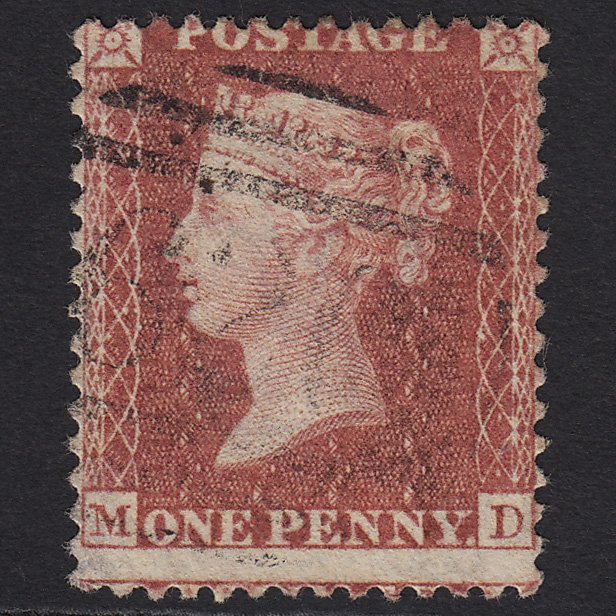 GB QV 1857 1d Rose-red (Plate 27) SG40-C10(1) MD FU Plymouth 620 Misperf