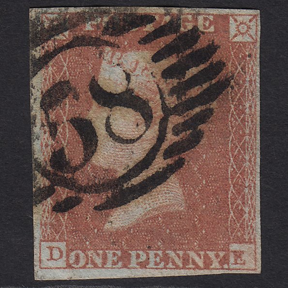GB QV 1841 1d Red-brown (Plate 115) SG8-B1(1) DE FU London No.58 4M Imperf