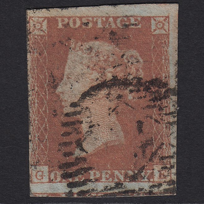 GB QV 1841 1d Red-brown SG8-B1(1) GE GU in London 4M Imperf