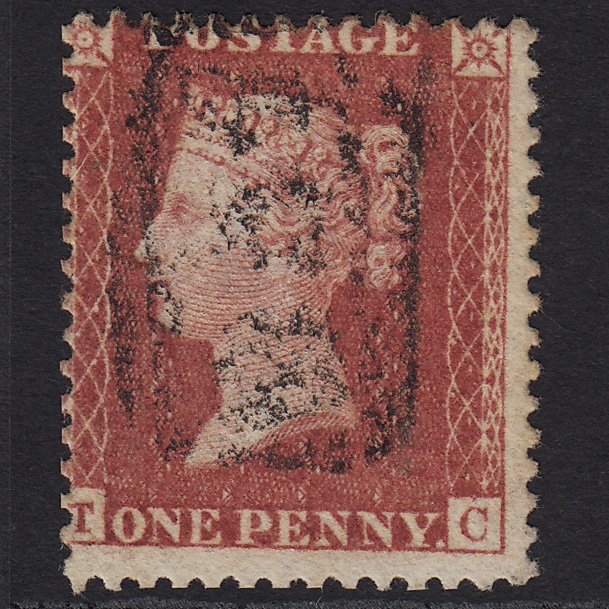 GB QV 1857 1d Rose-red (Plate 66) SG40-C10(1) TC FU Large Misperf
