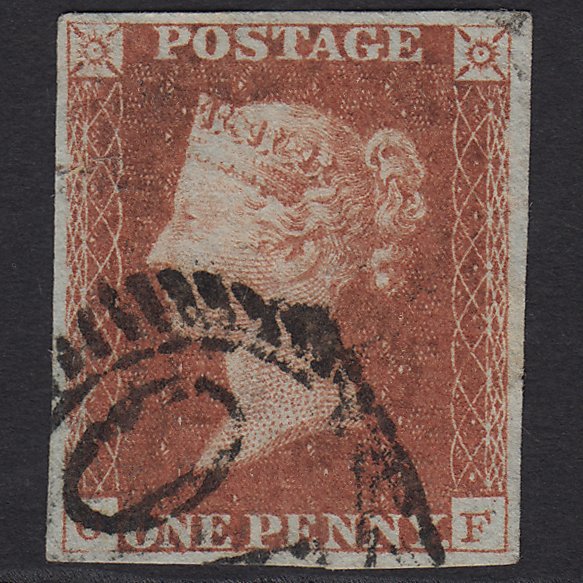 GB QV 1841 1d Red-brown (Plate 65) SG8-B1(1) OF FU 4 Margins London D&S Cancel